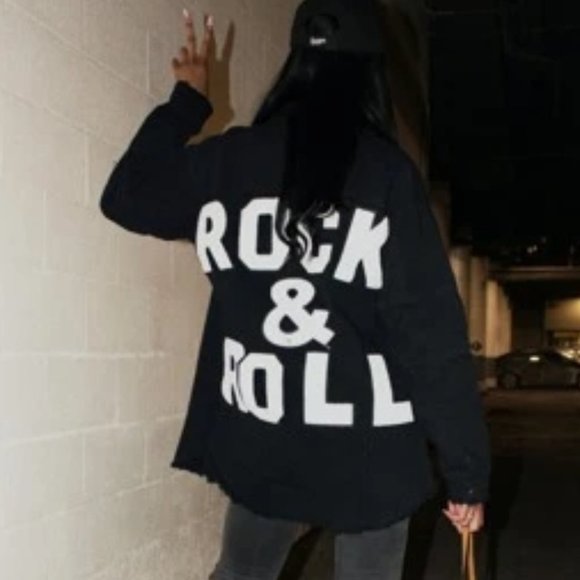 BLACK DENIM JACKET ROCK & ROLL - Picture 12 of 16